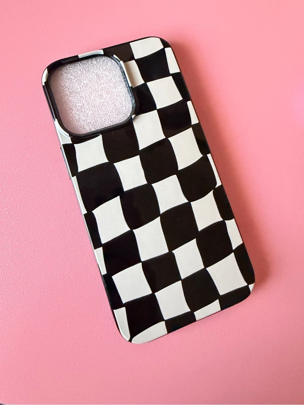 Warped Black & White Checker iPhone 13 Pro phone case